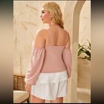 SheIn  Curve Chic Pink Cold Shoulder Top Photo 1