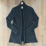 White + Warren Mini Trapeze Open Cardigan 100% Cashmere Charcoal Heather Small Gray Photo 4