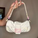 Fendi  White Cream and Pink Vintage Jersey Baguette Bag Authentic Photo 11