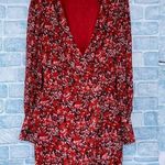 The Kooples FLOWING RED DRESS WITH FLORAL MOTIF SIZE 0 Photo 0