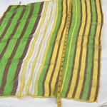 Vintage made in Japan hand rolled crepe scarf Green Photo 4