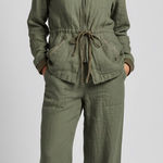 Michael Stars  100% Linen Olive Green 2 Piece Pants and Jacket Photo 0