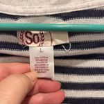 SO  Cardigan Sweater Juniors L Navy Striped Button Down Long Sleeve Pink Trim y2k Photo 4