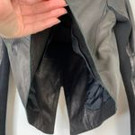 Vince Lamb Leather Zip Collarless Jacket Mix Knit Sleeve Womens Size 2 Photo 4