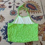 BP  Neon Green Halter Tie Neck Floral Printed Crop Tank Top Medium Y2K Photo 1