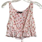 ZARA Cherry Print Satin Effect Crop Top/Blouse Pink S Photo 11