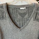 Cozy Sweater Fringe Western V Neck Rodeo Acrylic Wool Womens S Oversized Tan Photo 3