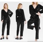 A New Day Black Crushed Velvet Jumpsuit Women Medium 70's Hyperfeminine Photo 1