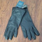 Cole Haan  Womens Elegant Black Leather Faux Fur Touchscreen Gloves Size Large Photo 0