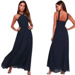 Lulus Air of Romance Navy Blue Sleeveless Formal Maxi Dress Size L Photo 1