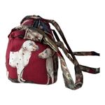 Vintage 60s Talon Zipper Marj Dickson Dog Print Padded Fabric Shoulder Bag Red Photo 6