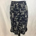 Vintage Ann May100% silk black white French Paris boudoir print skirt size 14 Photo 3