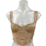 ZARA Brown Tan Satin Sleeveless Cami Camisole Corset Bandeau Crop Tank Top Sz XS Photo 0