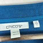 Chico's Top 2 L Teal Knit Grommet Sleeve Luxe Minimalist Luxe Stretch Chic Photo 2