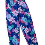Vtg 1980s Spinnaker Sport Blue Purple Floral Fruit Print Paper Bag Waist Pants S Photo 0