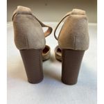 Ree Tan Suede Block High Heel Shoes Ankle Strap Buckle Size 8 Photo 6
