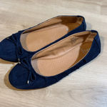 White Mountain  Navy Blue Suede Bow Ballet Flats Women's Size 11 Photo 5