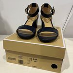 Michael Kors Navy Blue With Gold Buckle Heels Photo 1