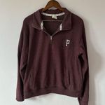 PINK - Victoria's Secret Victoria’s Secret women’s PINK maroon quarter-zip graphic deep red logo size M Photo 0