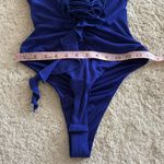 ZARA New Ruffle Halter Tie Neck Bodysuit with Flower Royal Blue Size S Photo 12