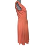 Garnet Hill  Juliet Coral Surplice Knit Midi Dress Size Medium Stretch Wedding Photo 3
