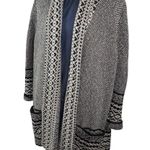 Lucky Brand Shawl Cardigan Open Black White Geometric Sweater Women’s 1X Warm Photo 5