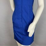 Club Monaco Sheath Dress Mini Women Size 0 Blue Sleeveless Cotton Darts Sleek Photo 3