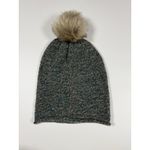 Madewell  Lamb Wool Faux Fur Pom Pom Midnight Green Knit Beanie‎ Women One Size Photo 5