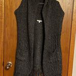 CAbi Gray Fringe Thick Knit Sweater Open Cardigan Vest Size Small Photo 1