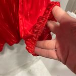 Vintage 70’s red silky semi sheer stripe sailor tie collar flowy blouse Size XXL Photo 3