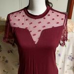 SheIn Burgundy Mock Neck Blouse Photo 1