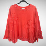 easel Flower Patch Mineral Washed Terry Knit Boho Red Size S Photo 0