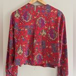 Vintage Liz Claiborne 90s Red Paisley Floral Skirt Set Top & Midi Skirt 14 Gold Photo 11