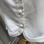 Pendleton Vintage  Ivory Satin Strip V-Neck Button Up Blouse Top Polyester Sz 6P Photo 4