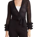 Toccin Tiered Ruffle Tie Hem Blouse in Jet Black Size XS Photo 5