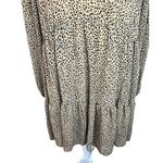 Missguided leopard print long sleeve mini dress NEW tan tiered v-neck fall Photo 1