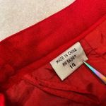 Red 100% Wool Knee Length Pencil Skirt Lined Pockets Zip Back Slit Size 14 Photo 6