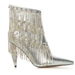 AZALEA WANG JAMILA DRIPPING DIAMONDS SILVER FRINGE BOOTIE SIZE 7.5 NWT Photo 4