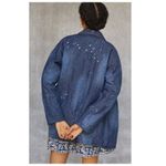 Pilcro Anthropologie Quilted Denim Kimono Jacket Paint Splatter Size XS Photo 1