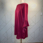 Bar III  Bell Sleeve Ruffled‎ Shift Dress in Berry Photo 5