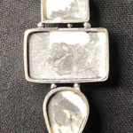 Zebra Stripe Jasper Sterling Silver Pendant on Snake Chain Necklace 20” Long Black Photo 2