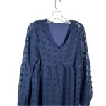 Boutique  Navy Clip Dot Mini Dress Size Small Babydoll Empire Waist Long Sleeve Photo 6