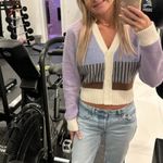 MINKPINK  Lavender Cropped Oversized Cardigan Sweater MEDIUM Colorblock Soft $109 Photo 4