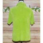 Lisa International Size M Funky Retro Lime Green Crop Sweater Zip Front Chenille Size M Photo 6