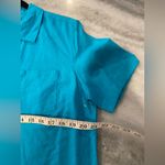 kim rogers NWT  Size M Turquoise Blue Linen Blend Short Sleeve Button Down Shirt Photo 9