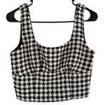 Jason Wu  Sequin Houndstooth Checkered Black and White Tweed Crop Top Small Photo 0