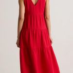 Quince 100% Organic Cotton Gauze Tiered Maxi Dress Wild Cherry Size L Red Size L Photo 3