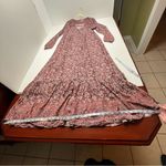 Faherty Toluca Tiered Long Sleeve Dress Merlot Bordeaux Red Floral Womens Small Photo 7