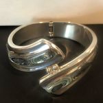 TAXCO Sterling Silver 925 and Abalone Shell Inlay Hinged Cuff Bracelet Photo 11