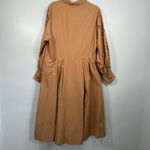 Anthropologie Printed Poplin Shirtdress 18 Tan Floral Line Art Midi Dress Photo 3